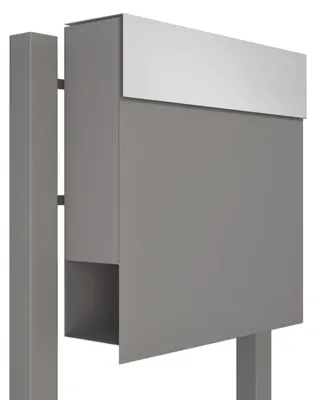 Produktbild von Standbriefkasten Manhattan in Grau Metallic mit Edelstahlklappe