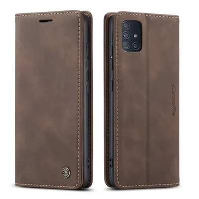 Produktbild von Galaxy A51 Hülle, Retro Kunstledertasche, Kartenfächer, Standfunktion Schutzhülle für Samsung Galaxy A51 Kaffee