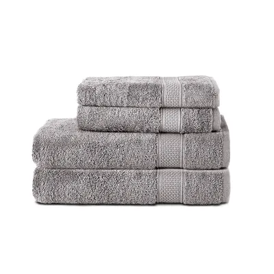 Produktbild von Komfortec 4er Handtuchset aus 100% Baumwolle, 2 Handtücher 50x100 cm und 2 Badetücher 70x140 cm Set, Frottee, Weich, Silber