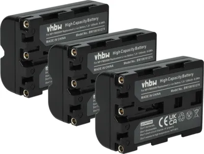 Produktbild von vhbw 3x Akku kompatibel mit Sony Alpha A700, A580L, A550Y, A700K, A580Y, A700Z, A700P, A850Q, A580, A850, A900 Kamera (1200 mAh, 7,2 V, Li-Ion)
