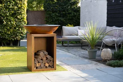 Produktbild von BASTE Feuerschale Grill Stand 80 Cortenstahl Ø 80 cm Kohlenstoffstahl-Platte