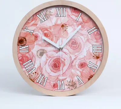 Produktbild von Holzuhr 30fi cm wanduhr - weiße Spitzen - Blumenmuster