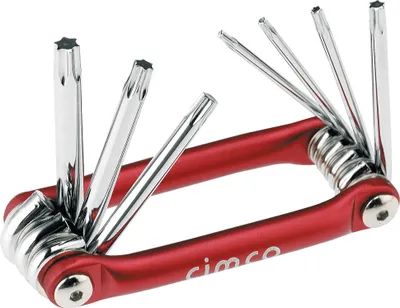 Produktbild von Cimco 110598, Klappbarer Torxschlüssel, T10, T15, T20, T25, T27, T30, T9, Metallisch, Rot, 8 Stück(e)