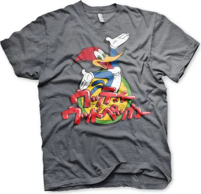 Productafbeelding van Woody Woodpecker Washed Japanese Logo T-shirt - Extra Large - Donkergrijs