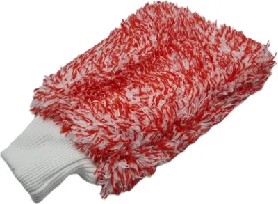 Produktbild von Unikum Mikrofaser Waschhandschuh rot/weiß