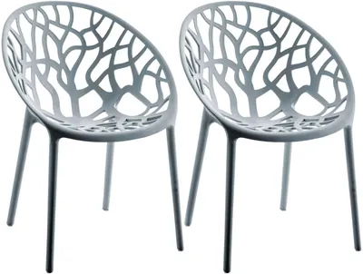 Produktbild von CLP 2er Set Gartenstühle Hope mit Lehne stapelbar wetterfest UV-beständig bis 150 kg grau