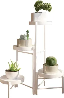 Image de Étagère à plantes - Support d'angle pour plantes - Pliable, 4 étages, intérieur/extérieur, métal, pour balcon et jardin - Vert
