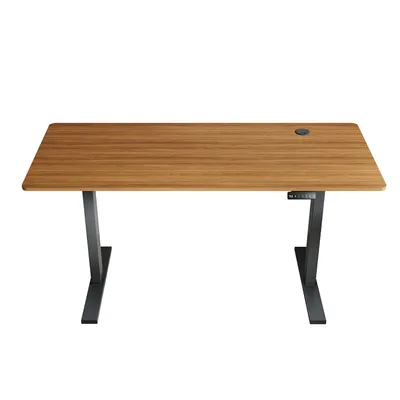 Produktbild von SONNI Walnuss elektrisch höhenverstellbarer Schreibtisch 140x60 cm, Tragkraft 80 kg, mit Kindersicherung und Memoryfunktion, 15 mm Tischplatte