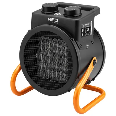 Produktbild von NEO TOOLS Keramischer Elektroheizer PTC, 2kW, mit Thermostat und Leistungsschalter, mit Gebläse, geräuscharm, niedriger Energieverbrauch, einstellbarer Winkel, Luftstrom 197 m3/h