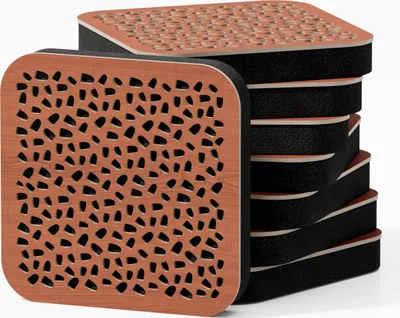 Produktbild von 8er-Pack - Mini-Schallabsorptions-Diffus-Akustikplatte | 23 x 23 cm | Farbe: (Kirsche, ENRIA)
