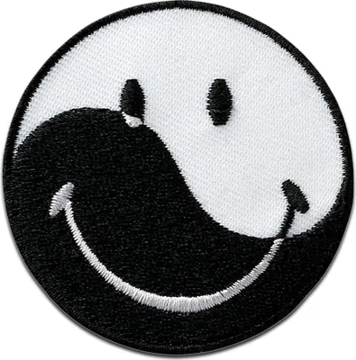 Produktbild von Mono Quick Smiley © Ying Yang - Aufnäher, Bügelbild, Aufbügler, Applikationen, Patches, Flicken, zum aufbügeln, Größe: 5,5 x 5,5 cm