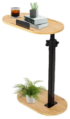 Obrázek produktu pro Omgoods – Přídavý stolek ve tvaru "C" s 360° otočnou deskou a nastavitelnou výškou