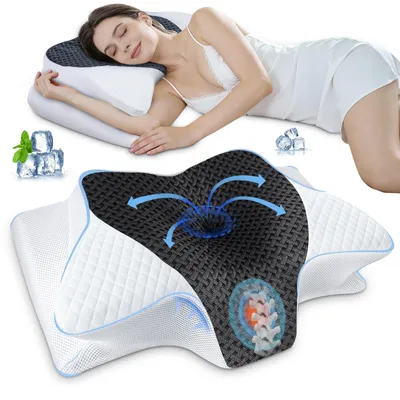 Produktbild von Elzusha – Ergonomisches Nackenkissen aus Memory-Schaum, orthopädisches Schlafzimmerkissen, grau