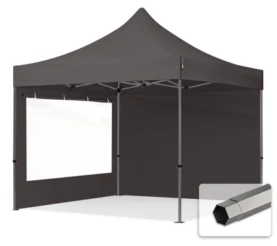 Image de TOOLPORT 3x3 m Tonnelle pliante Acier, PES 750, côtés panoramiques, gris foncé