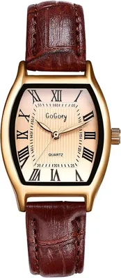 Produktbild von Damen Armbanduhr Analog Quarz mit eckigem Gehäuse, Lederarmband, Elegante Business Freizeit Uhr, Wasserdicht 1 ATM, Geschenk für Frauen