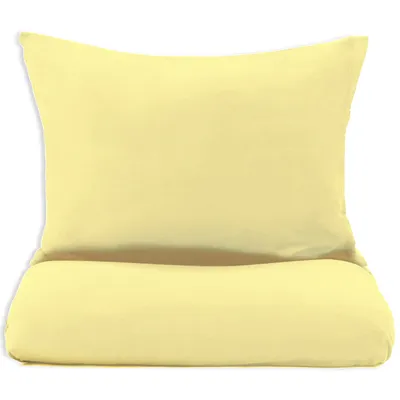 Produktbild von Bettwäsche Bettgarnitur Bettbezug 100% Baumwolle 155x220 135x200 200x200 200x220, Farbe:Vanille Gelb, Grösse:2tlg. 155 x 220 cm