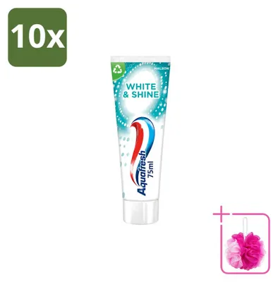 Productafbeelding van 10 x Aquafresh White & Shine tandpasta - 75 ml - Voordeelverpakking - 10 stuks