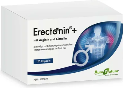Produktbild von Aura Natura Erectonin Plus | L-Arginin Kapseln mit L-Citrullin, Zink & Selen | 7-fach Formel für Männer | je Tagesdosis 6933 mg | 120 Kapseln