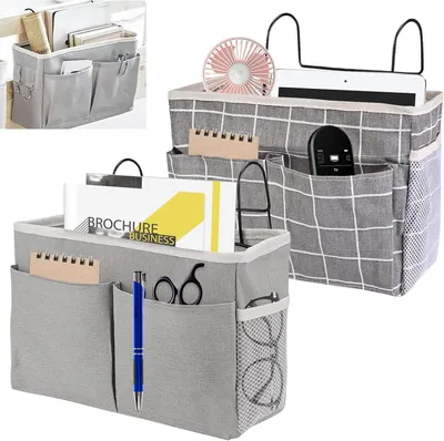 Produktbild von Bett Organizer 2 Stk, Hängende Aufbewahrungstasche Für Hochbett Und Nachttisch, Multifunktionale Betttasche Mit Fachern