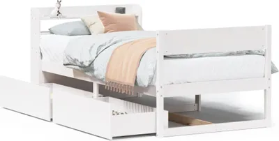 Produktbild von vidaXL Massivholzbett ohne Matratze Weiß 75x190 cm Kiefernholz