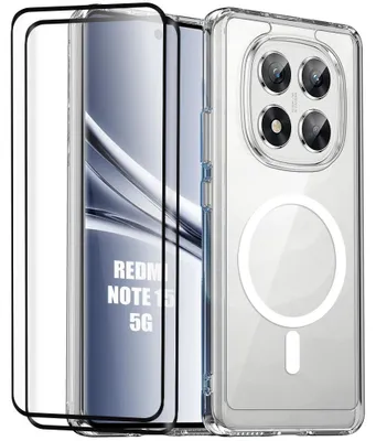 Image de Coque Magnétique + 2 Verres Trempés pour Xiaomi Redmi Note 15 5G/4G, Antichoc Anti-Rayure Transparent