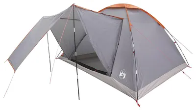 Image de Tente de camping vidaXL grise et orange pour 6 personnes, en polyester et acier