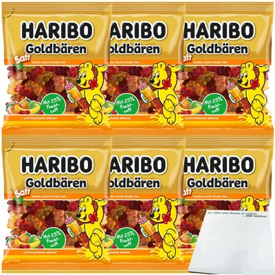 Produktbild von Haribo Saft Goldbären mit 25% Fruchtsaft 6er Pack (6x160g Beutel) + usy Block