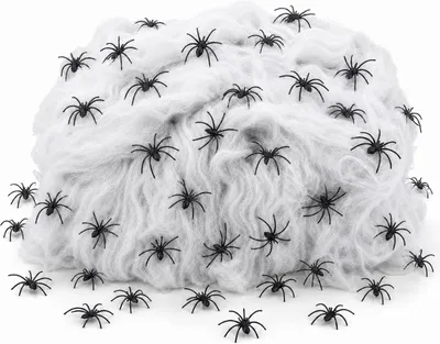 Productafbeelding van Halloween-decoratie - 200 g - Lichtgevend Halloween spinnennet - 40 spinnen