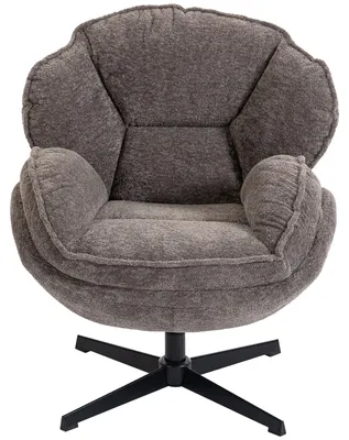 Productafbeelding van Moderne oorfauteuil, fluwelen fauteuil met viersterrenvoet, S-veren, 360° draaifunctie, grijs