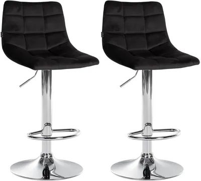Produktbild von CLP 2er Set Barhocker Jerry Samt höhenverstellbar und 360 drehbar schwarz Gestell Farbe chrom