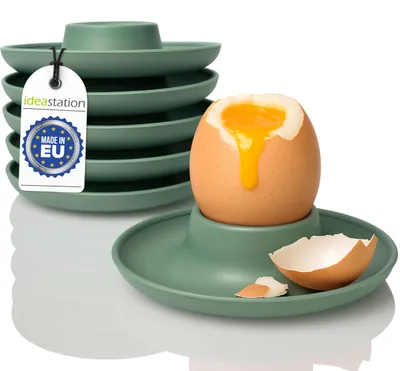 Eierbecher-Set 6er, Kunststoff, grün-grau matt, unzerbrechlich