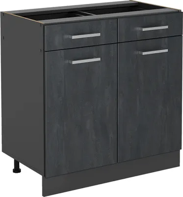 Produktbild von Küchenunterschrank Vicco R-Line Schwarz Beton 80 cm ohne Arbeitsplatte, Model 47482
