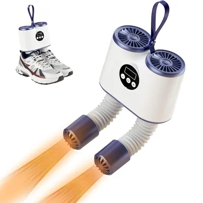 Produktbild von Tragbarer Schuhtrockner, 150W Doppelventilator, Teleskopschlauch, Timer & 55°C Konstanttemperatur mit Abschaltung