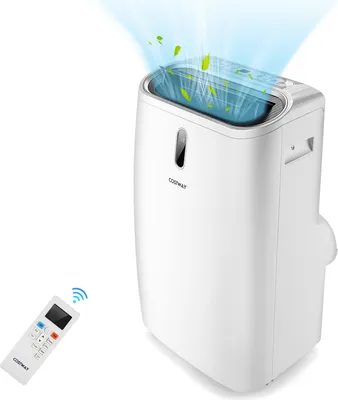 Produktbild von COSTWAY 5in1 Klimaanlage 16000BTU/4,7kW für 117m³,  Klimagerät mobil 56dB Entfeuchter, Heizlüfter 3,3kW, inkl. Schlafmodus, 24H Timer, Fernbedienung & App, Abluftschlauch, 16-32℃