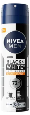 Produktbild von NIVEA Black & White Invisible Ultimate Impact Spray, Männer, Antitranspirant, Spray-Deodorant, Spray, 150 ml, 48 h