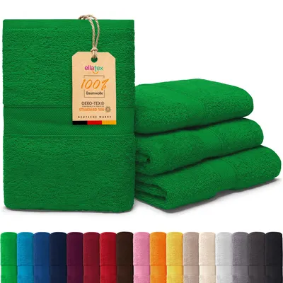 Produktbild von EllaTex PARIS 4er Set Badetücher 100x150 cm – 100% Baumwolle, 500 g/m² Frottier, Vorteilspack, in Farbe: Grün