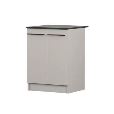 Produktbild von Unterschrank INEZ V, Küche, Küchenschrank zweitürig 60 cm Kaschmir/Schwarz mit zwei Drehtüren, schwarze Metallgriffe
