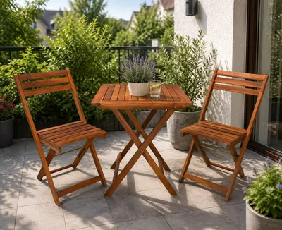 Produktbild von Balkonset, Bistroset, Tisch mit 2 Stühlen, braun