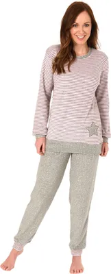 Produktbild von Damen Frottee Pyjama mit Bündchen Sterne Tupfendesign - auch in Übergrössen bis 60/62 ; Ringel , 48