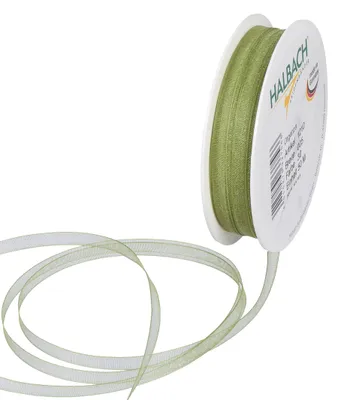 Organzaband, moosgrün, 50 m x 5 mm, Polyester