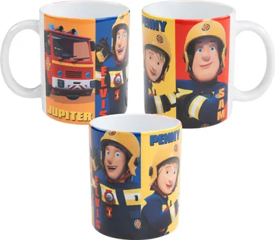 Produktbild von Feuerwehrmann Sam Tasse - 4er Team Kaffeetasse Becher Kaffeebecher aus Keramik 320 ml