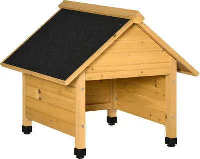 Obrázok produktu pre Drevená garáž pre robotickú kosačku prístrešok na trávu 75x76x70 cm žltá, ochrana proti slnku a dažďu pre roboty na trávu