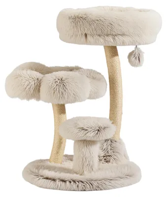 Imagen del producto de Árbol para gatos hecho de felpa y sisal, de 49 x 49 x 74 cm, con una pelota para jugar, ideal para gatos activos