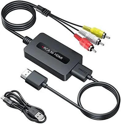 Produktbild von RCA auf HDMI Konverter Kabel, Männlich Adapter, Composite CVBS AV auf HDMI mit Full HD 720P/1080P Ausgang