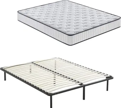 Produktbild von DEWINNER 22 cm Schaumstoffmatratze + Lattenrost auf Füßen-4 Füße Inklusive(140 x 190 cm)