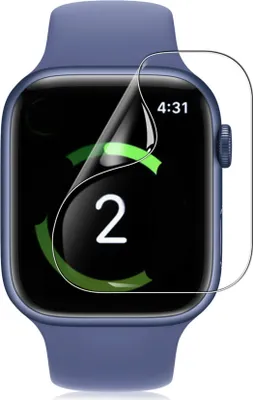 A screen protector is being applied to an Apple Watch.