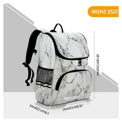 Produktbild von Büchertasche aus Marmor in Weiß und Schwarz, Rucksack für Studenten, große Tasche für Mädchen und Jungen
