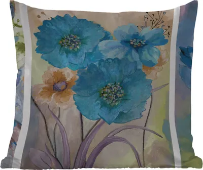 Produktbild von MuchoWow® Outdoor Kissen - Malerei - Ölfarbe - Collage - Blumen - 50x50 cm - Wetterfest - Lounge Kissen - Komfortabel - Kissen mit Bild
