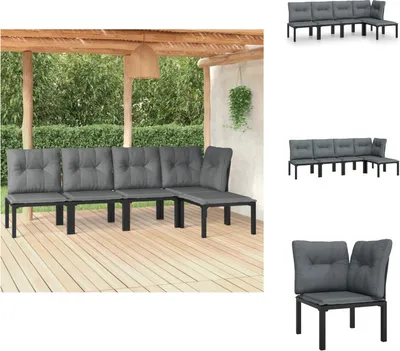 Produktbild von vidaXL 5-tlg. Garten-Lounge-Set Schwarz und Grau Poly Rattan - Gartenmöbel-Sets