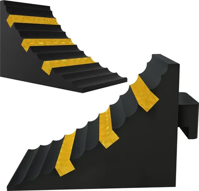 Image de JOIEYOU 2 pièces Cales de roue de remorque Cales de frein en caoutchouc avec poignée Cale de roue dessous antidérapante pour remorque Camping-car Voiture Caravane Noir Jaune, 25x19x16 cm